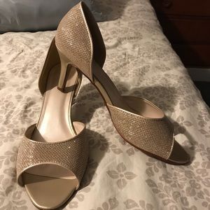 Gold Open Toe Pumps